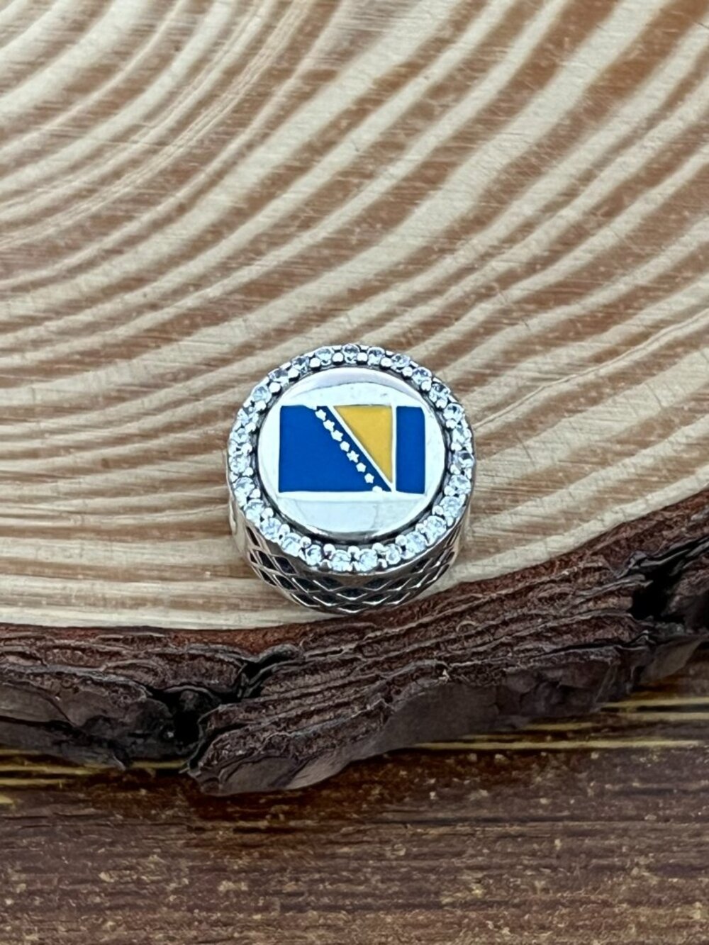 Pandora Bosnia and Herzegovina Flag Bead Charm S925 Silver Charm